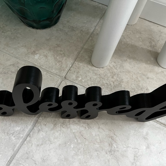 Chic Black 'Blessed' Script Sign - Picture 4 of 4